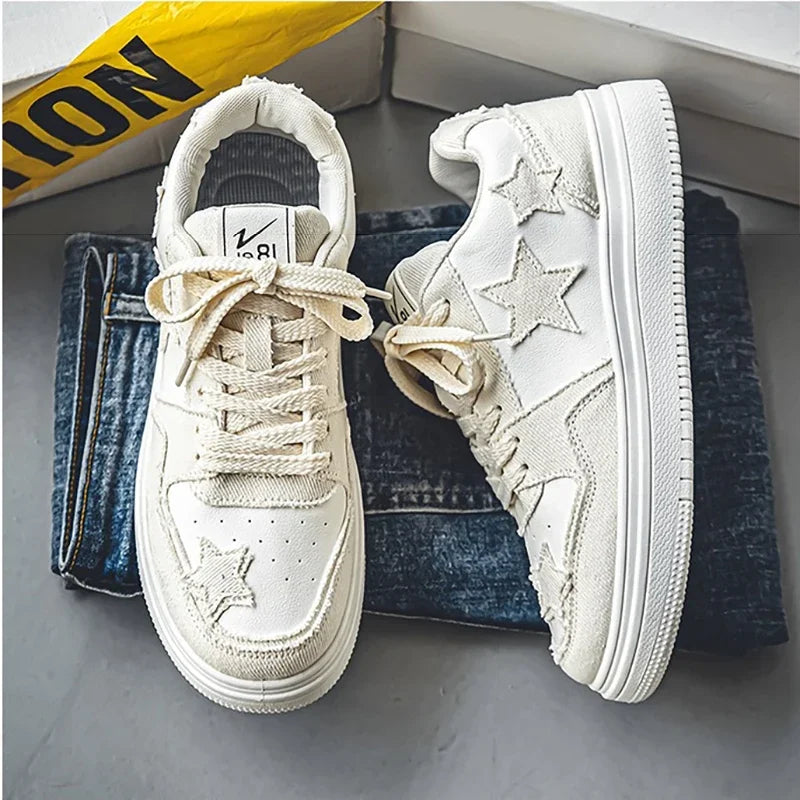 Fipatbu Autumn linen vintage star sneakers, suitable for both men and women, comfortable walking shoes,fashionable and trendy