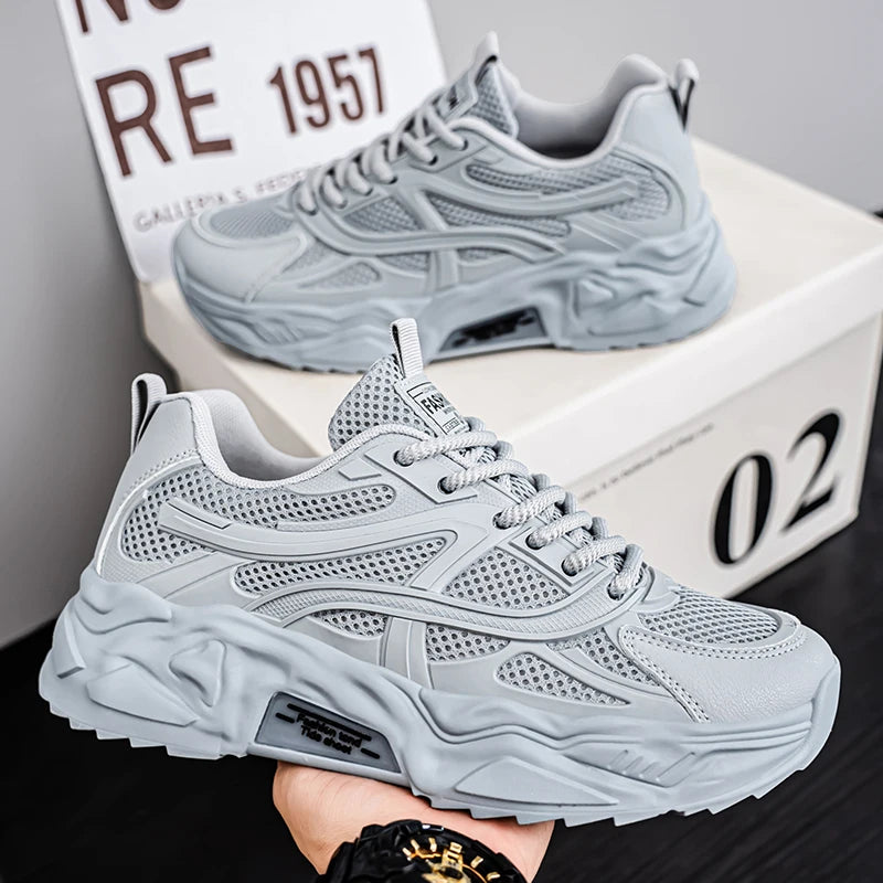 Men's Lightweight and Breathable Casual Sports Shoes - Low-Top Lace-Up Design, Durable Pvc Soles for Hiking, Outdoor and Daily Use - Must-Have Outdoor Shoes for Spring, Summer and Autum | Textured Fabric | Lightweight Shoes