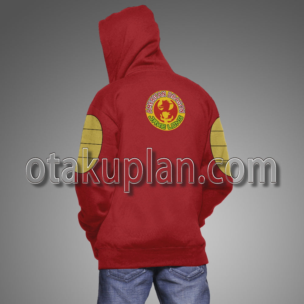American Dragon Jake Long Dragon Powers Red Coat Cosplay Hoodie