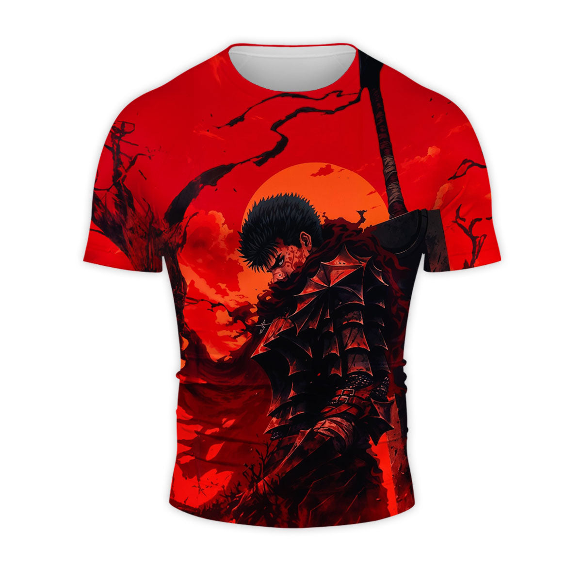Berserk Guts Against Red Backdrop Anime Apparel