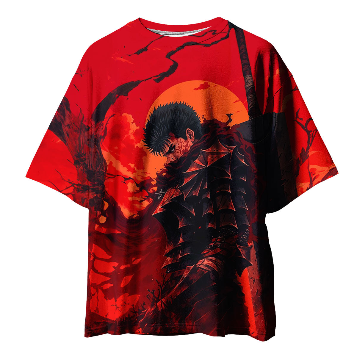 Berserk Guts Against Red Backdrop Anime Apparel