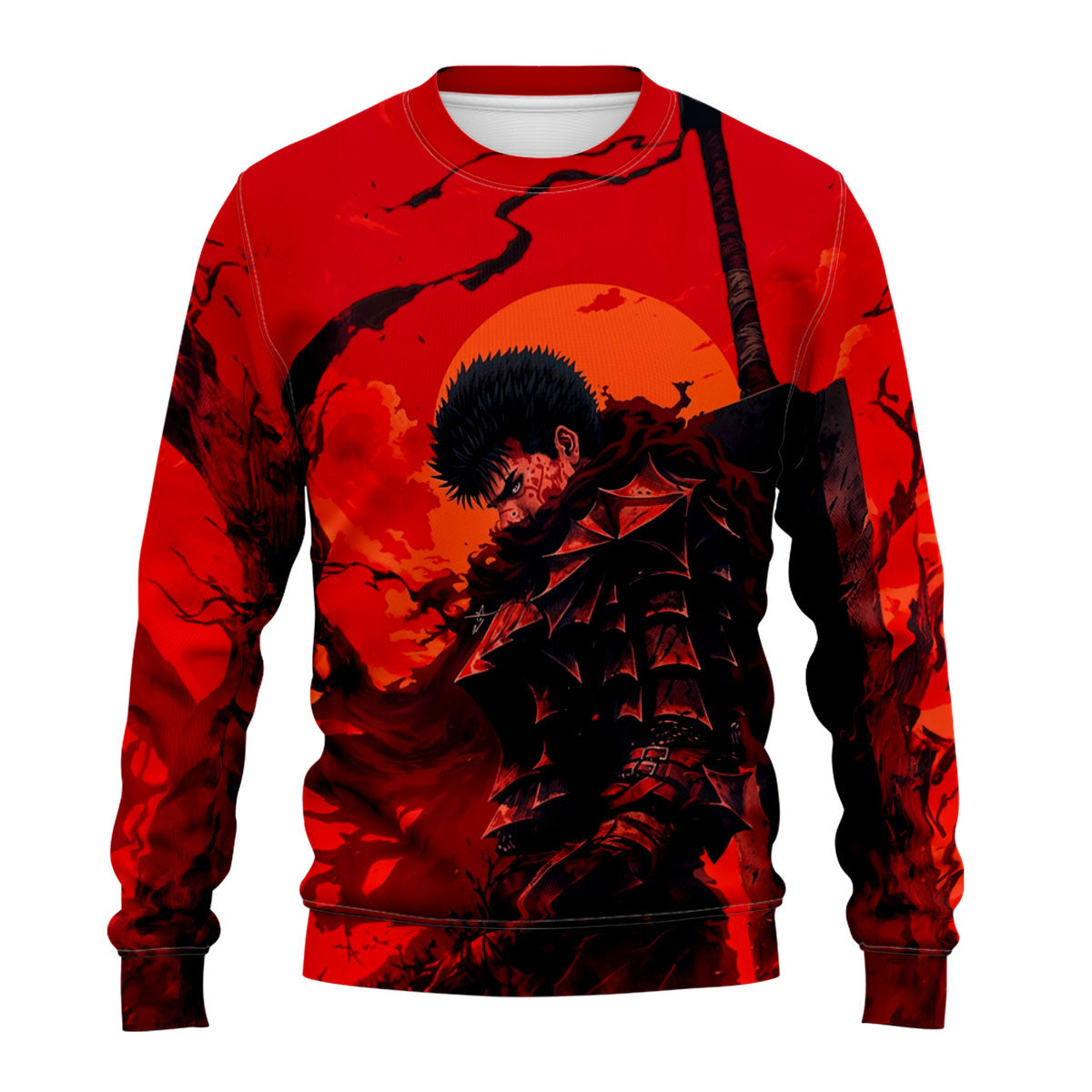 Berserk Guts Against Red Backdrop Anime Apparel