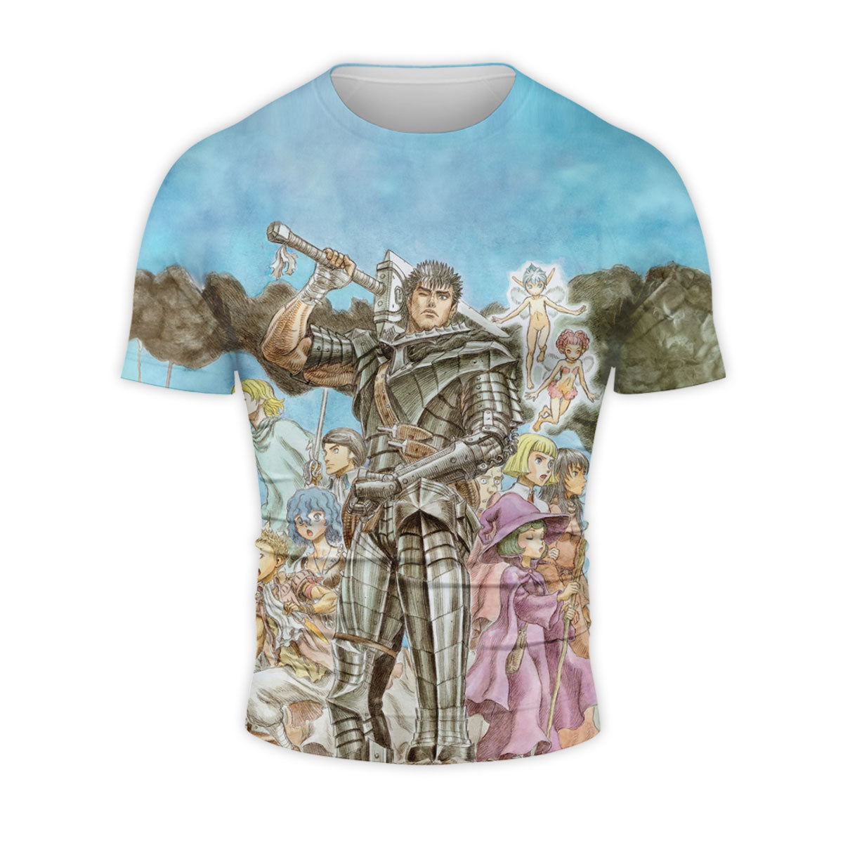 Berserk Guts Battling With Companions Anime Apparel