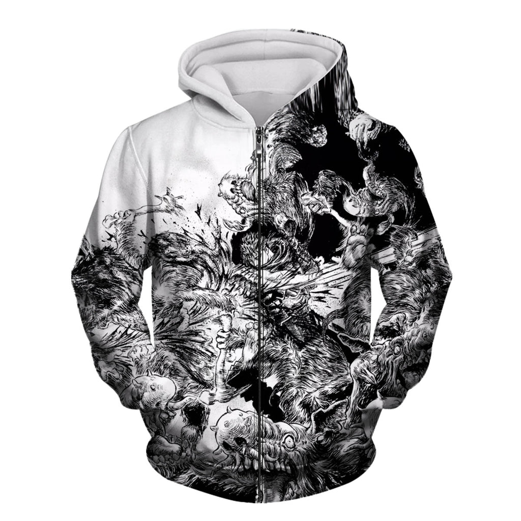 Berserk Guts Fighting Monsters Anime Apparel