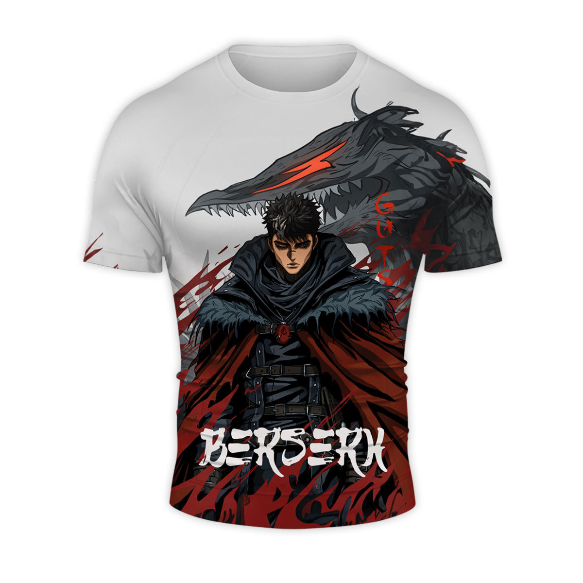 Berserk Guts Flame Illustration Anime Apparel