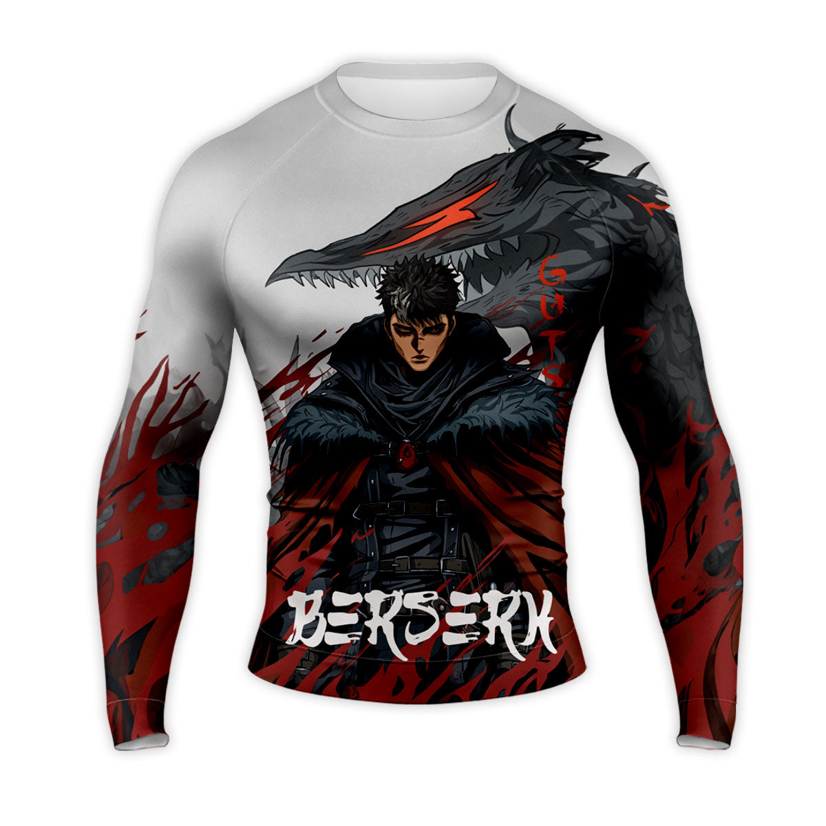 Berserk Guts Flame Illustration Anime Apparel