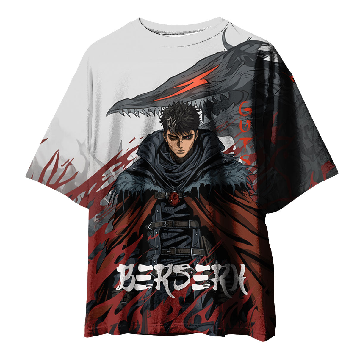 Berserk Guts Flame Illustration Anime Apparel