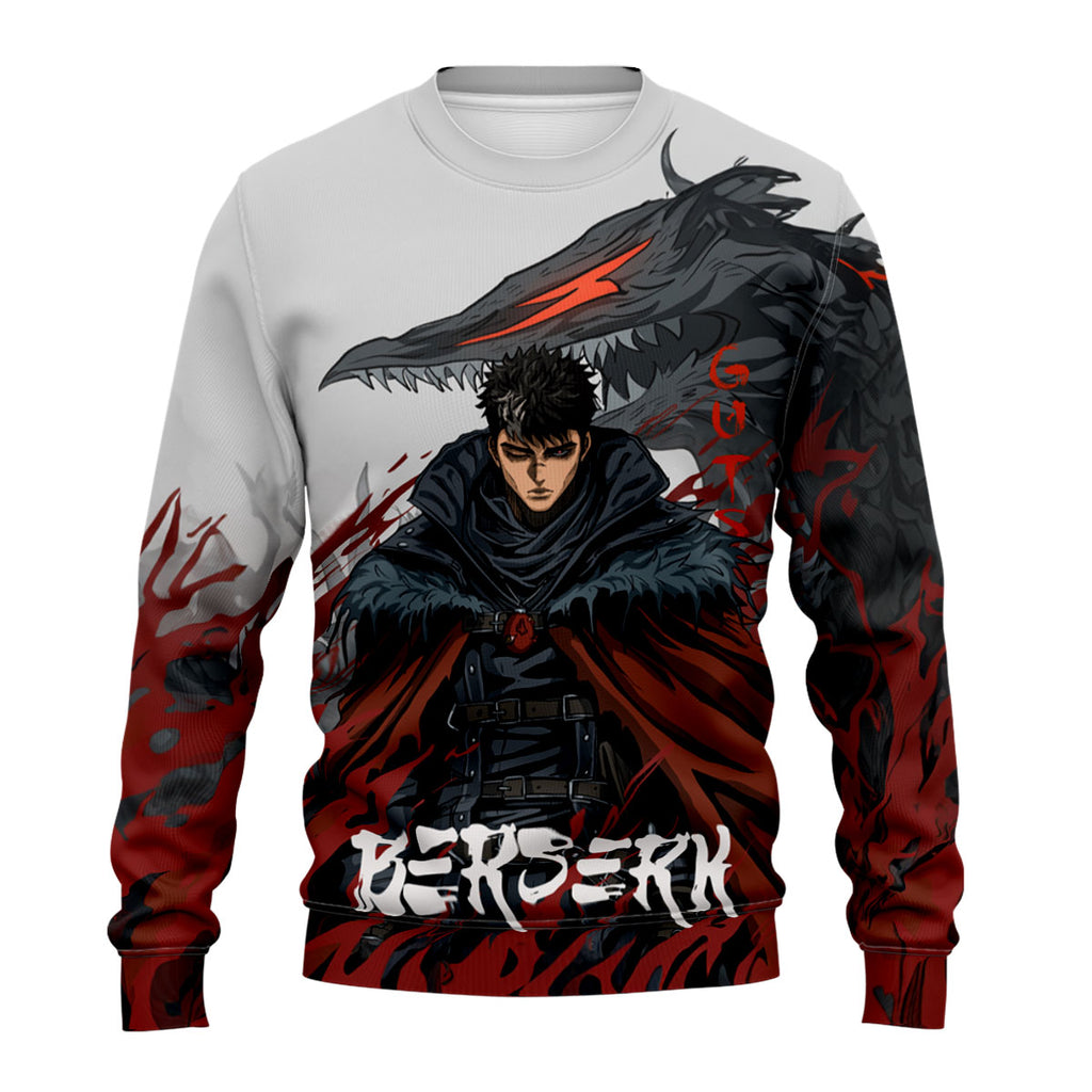 Berserk Guts Flame Illustration Anime Apparel
