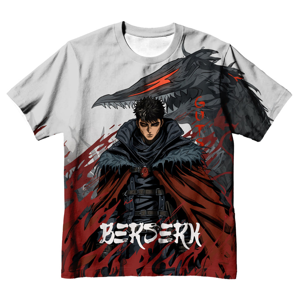 Berserk Guts Flame Illustration Anime Apparel