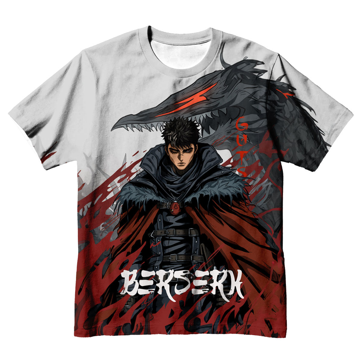 Berserk Guts Flame Illustration Anime Apparel