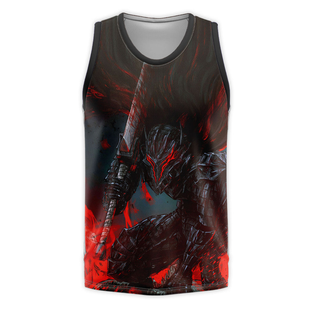 Berserk Guts Kneeling In Flames Anime Apparel