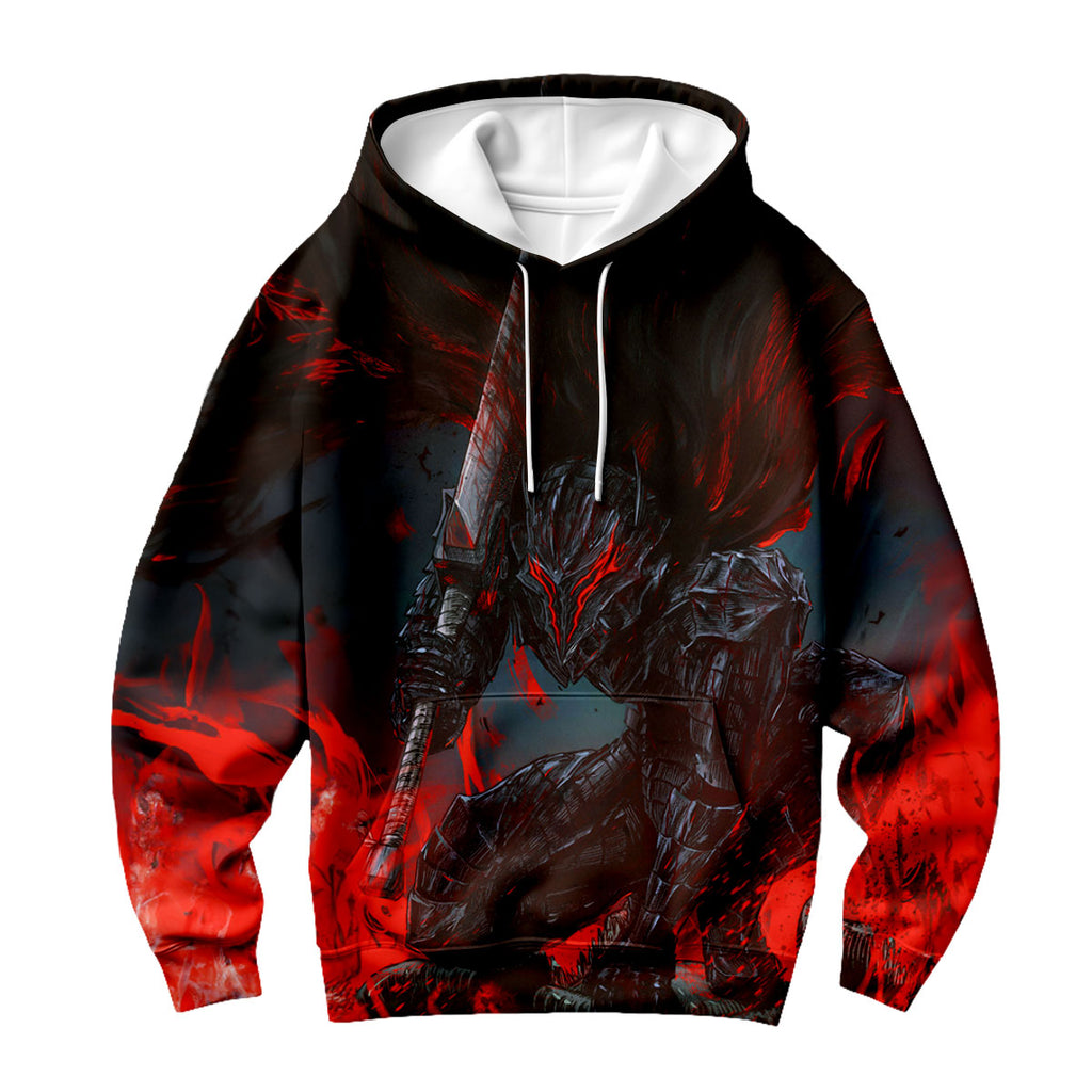 Berserk Guts Kneeling In Flames Anime Apparel