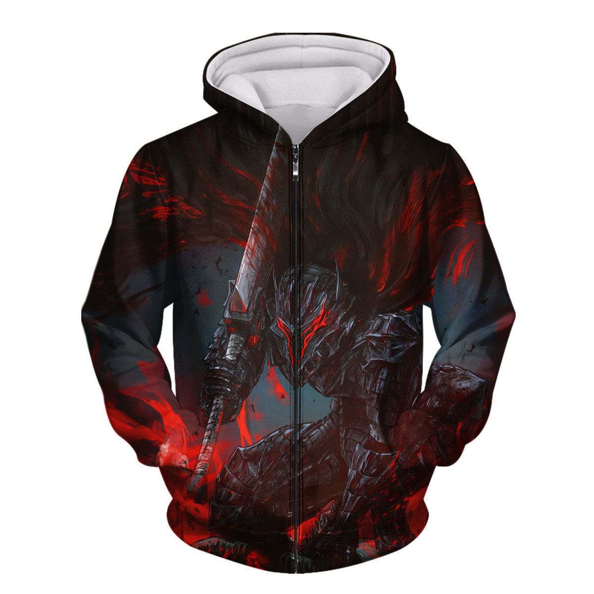 Berserk Guts Kneeling In Flames Anime Apparel