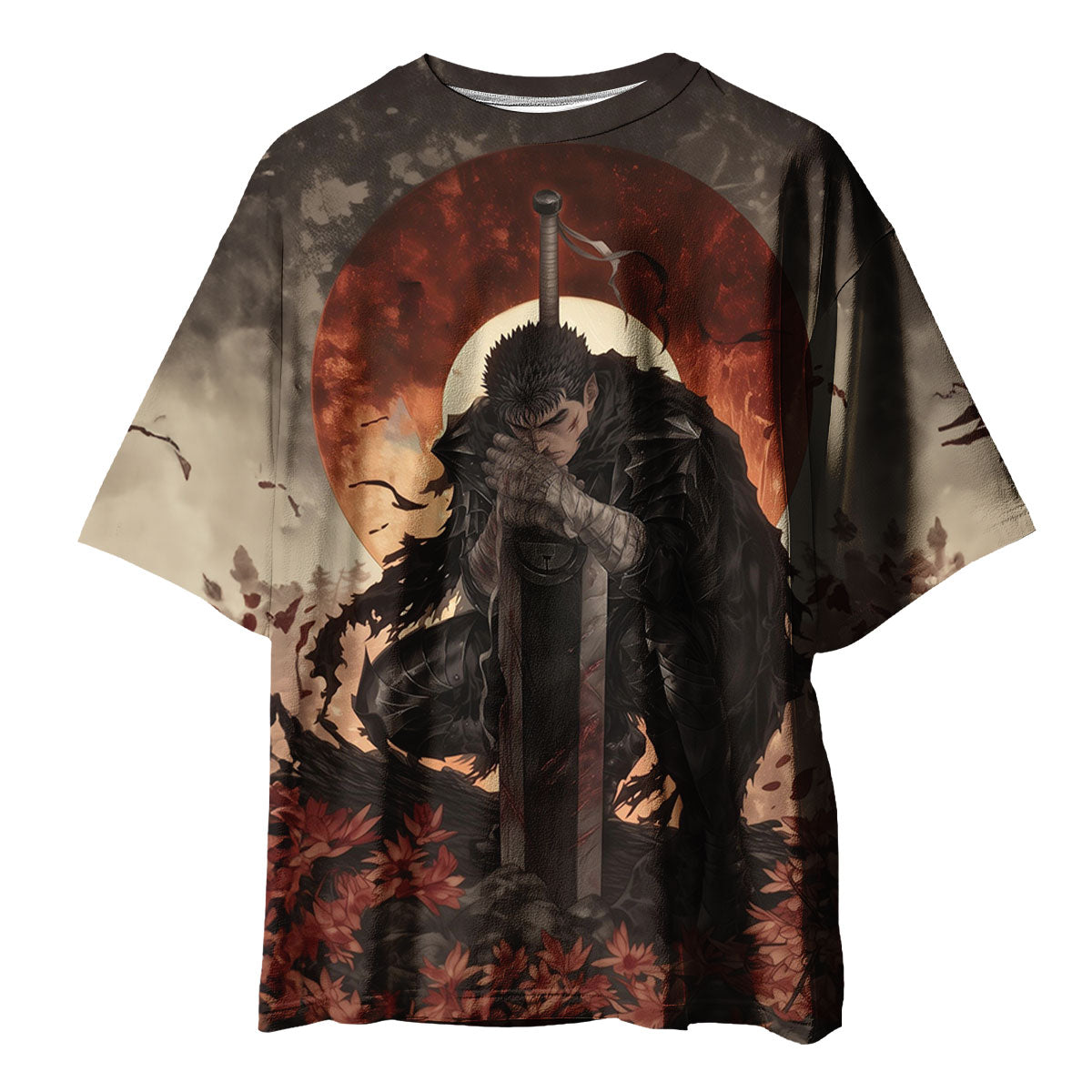 Berserk Guts Kneeling With Sword Anime Apparel