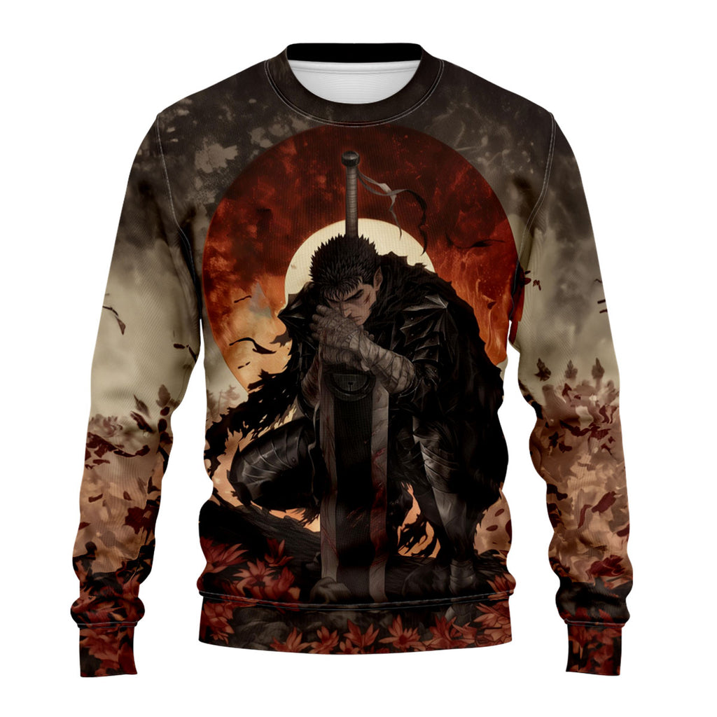 Berserk Guts Kneeling With Sword Anime Apparel