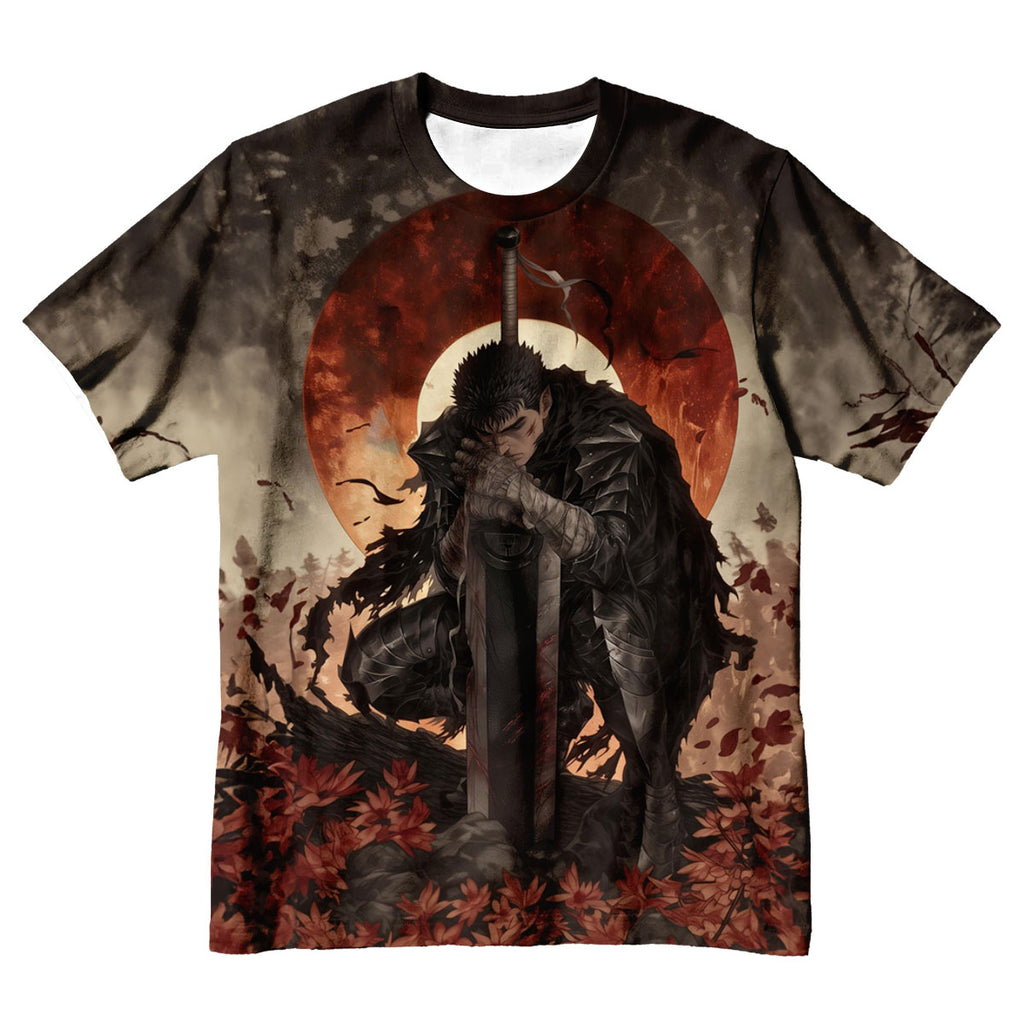 Berserk Guts Kneeling With Sword Anime Apparel