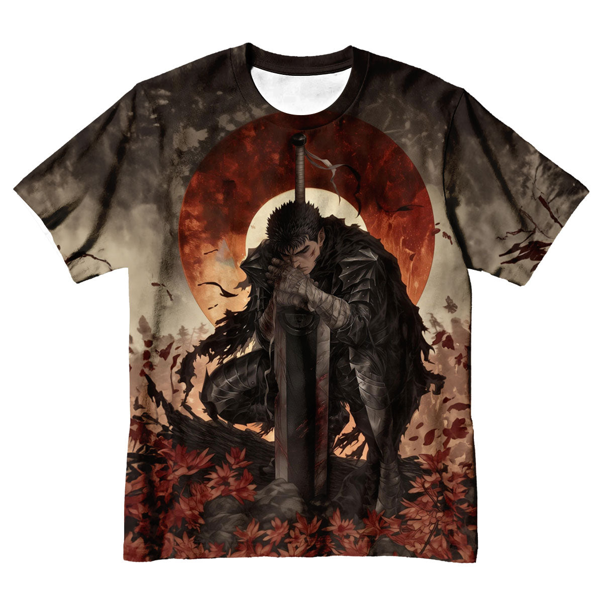 Berserk Guts Kneeling With Sword Anime Apparel