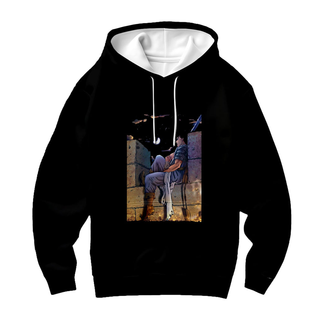 Berserk Guts Sitting On Wall Anime Apparel