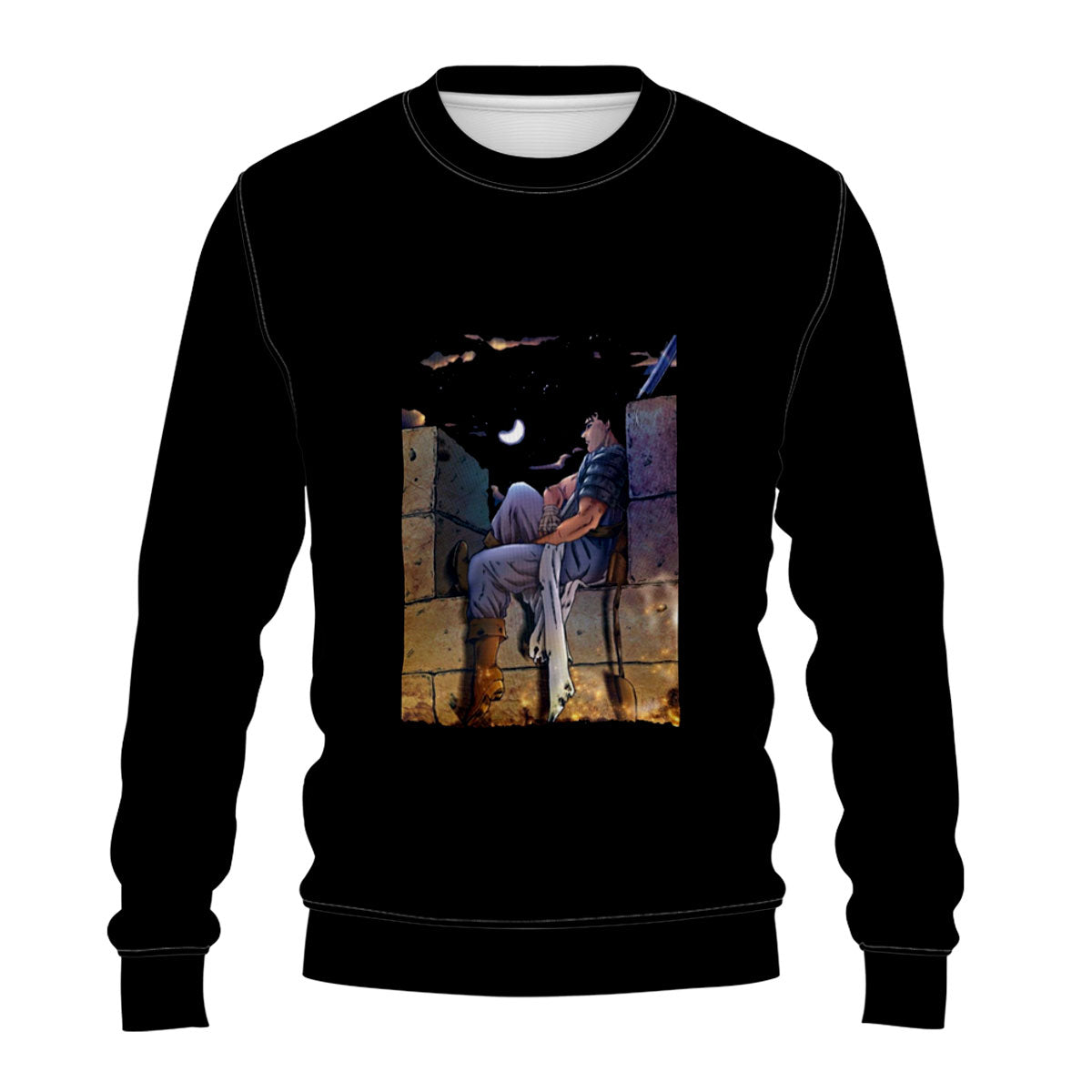 Berserk Guts Sitting On Wall Anime Apparel
