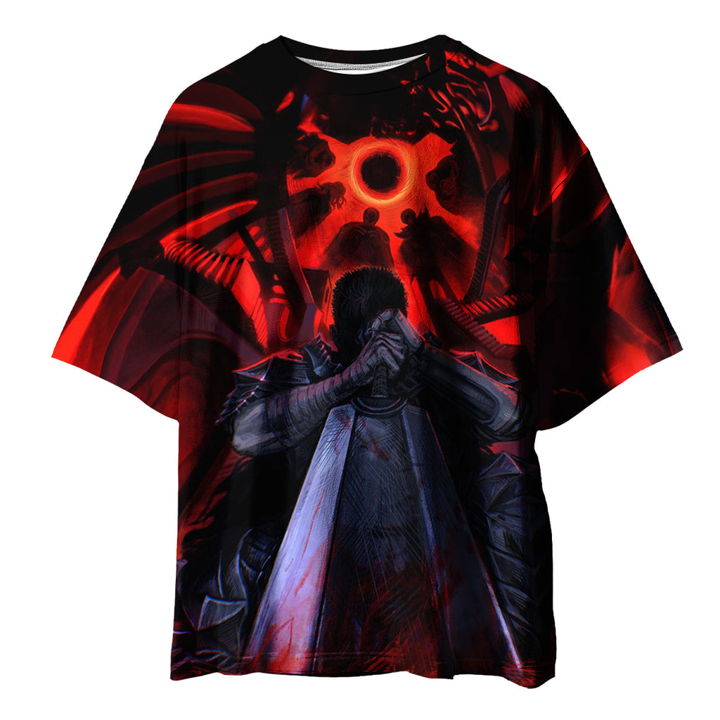 Berserker Guts Kneeling Red Aura Anime Apparel