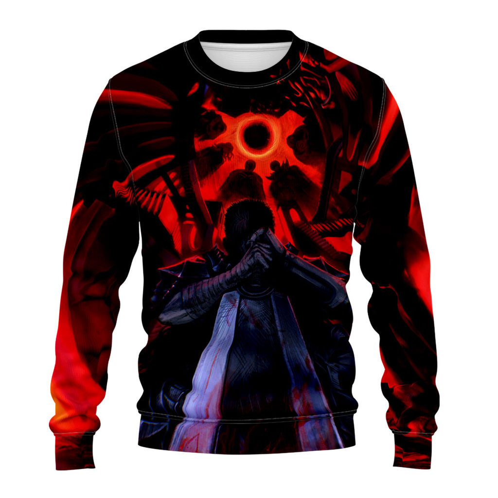Berserker Guts Kneeling Red Aura Anime Apparel