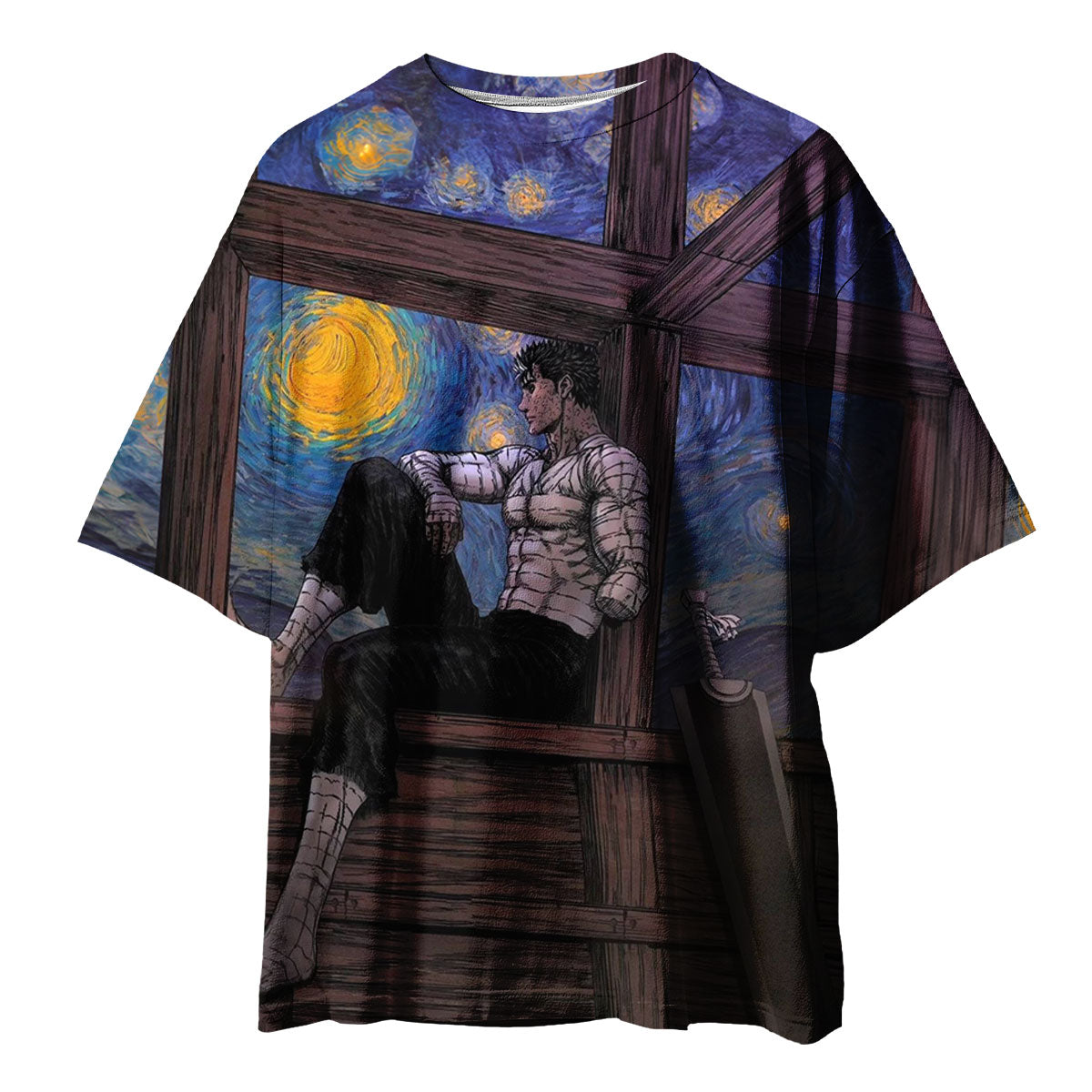 Berserker Guts Sitting Starry Window Anime Apparel