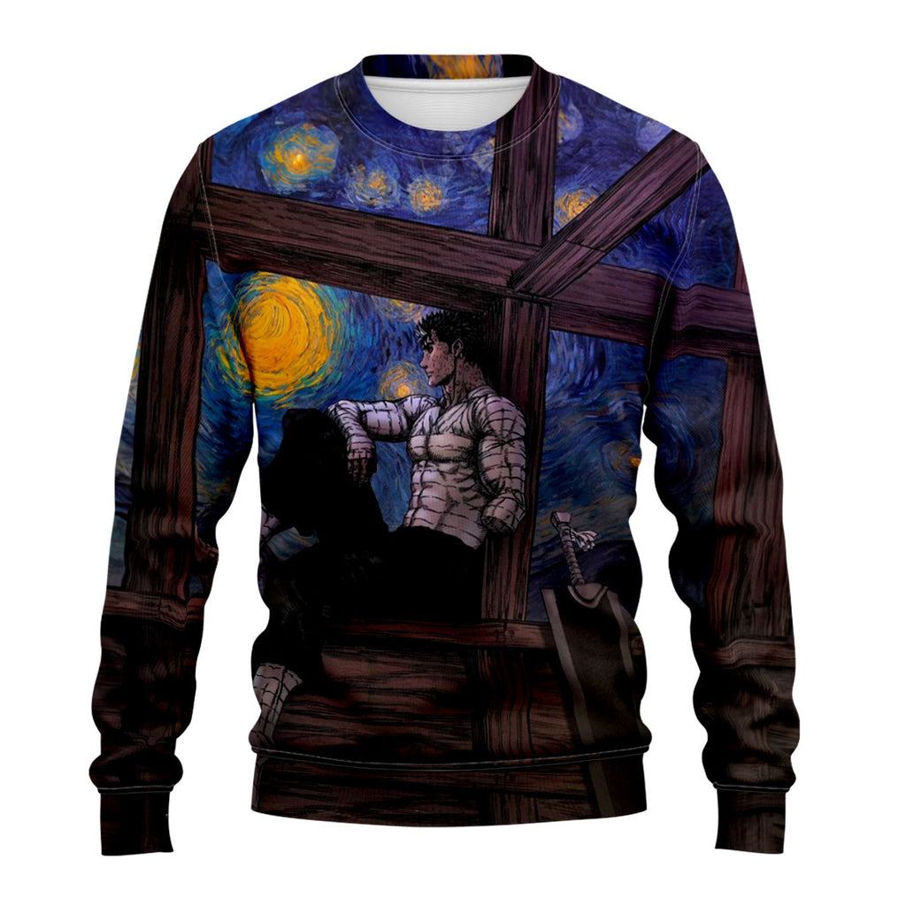 Berserker Guts Sitting Starry Window Anime Apparel
