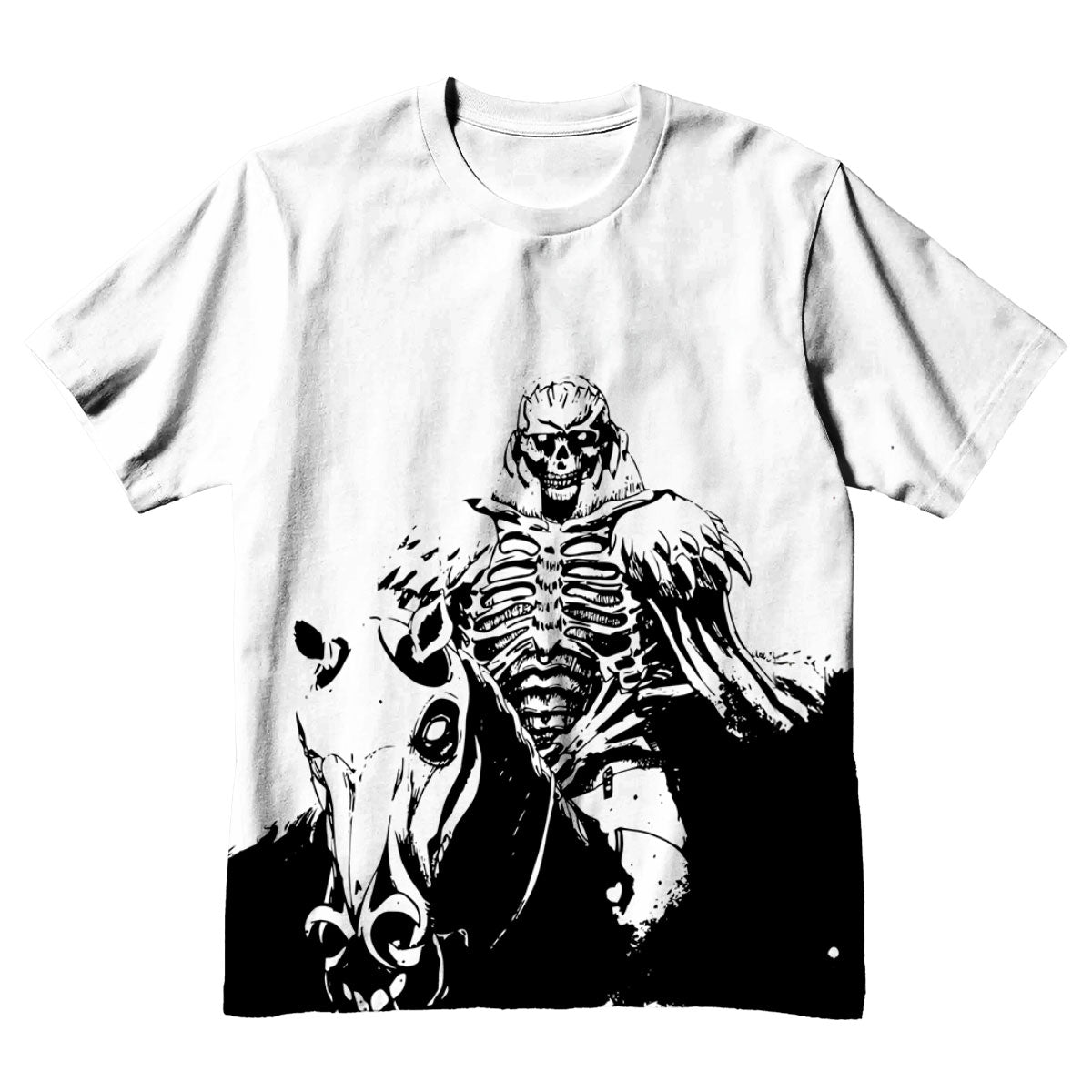 Berserker Skeleton Knight Black White Horseback Anime Apparel