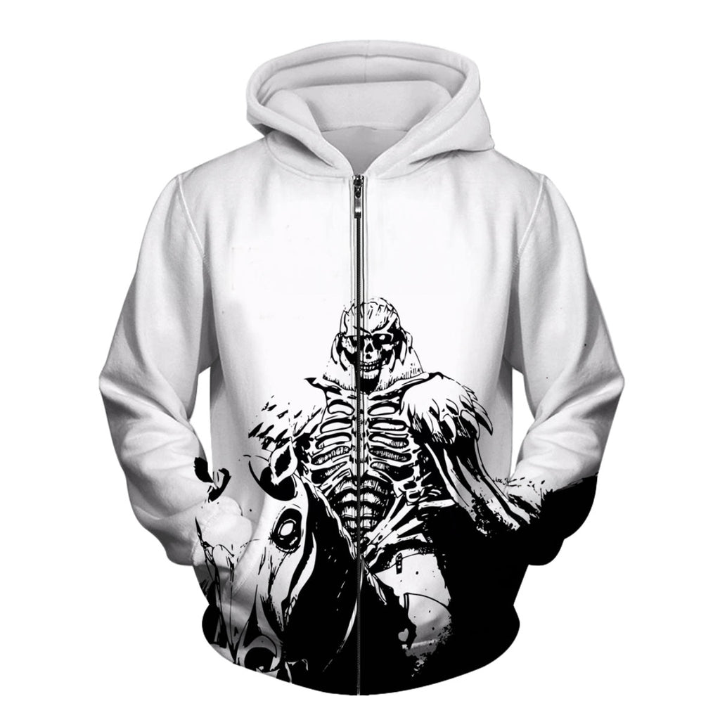Berserker Skeleton Knight Black White Horseback Anime Apparel