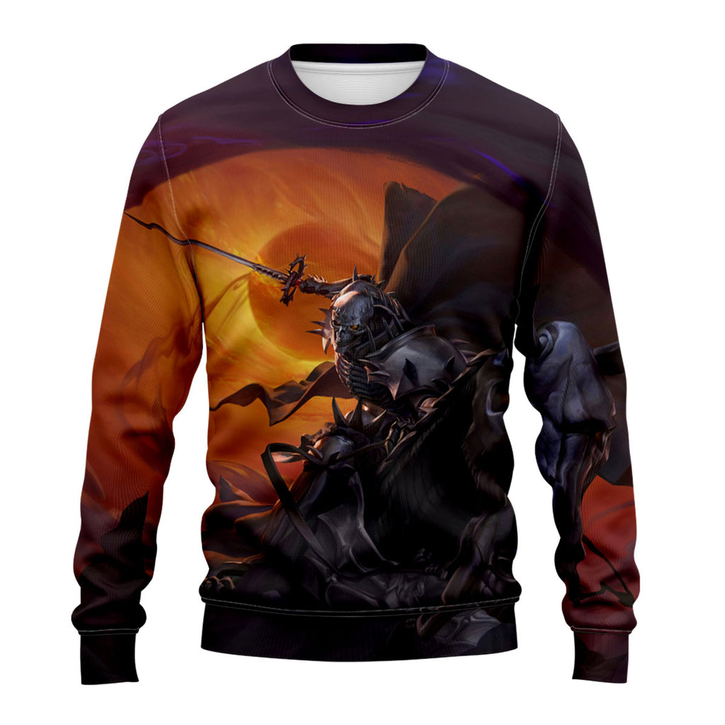 Berserker Skeleton Knight Horseback Sword Combat Anime Apparel