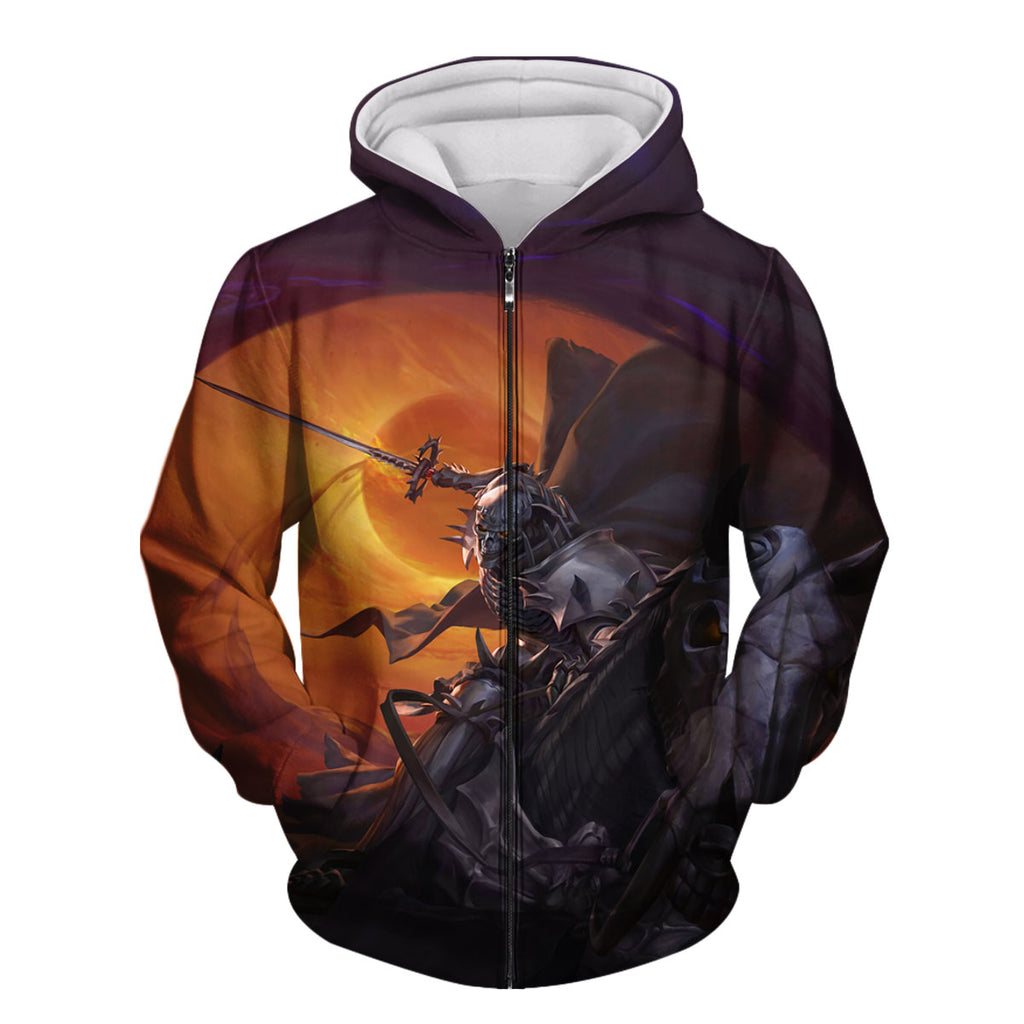 Berserker Skeleton Knight Horseback Sword Combat Anime Apparel