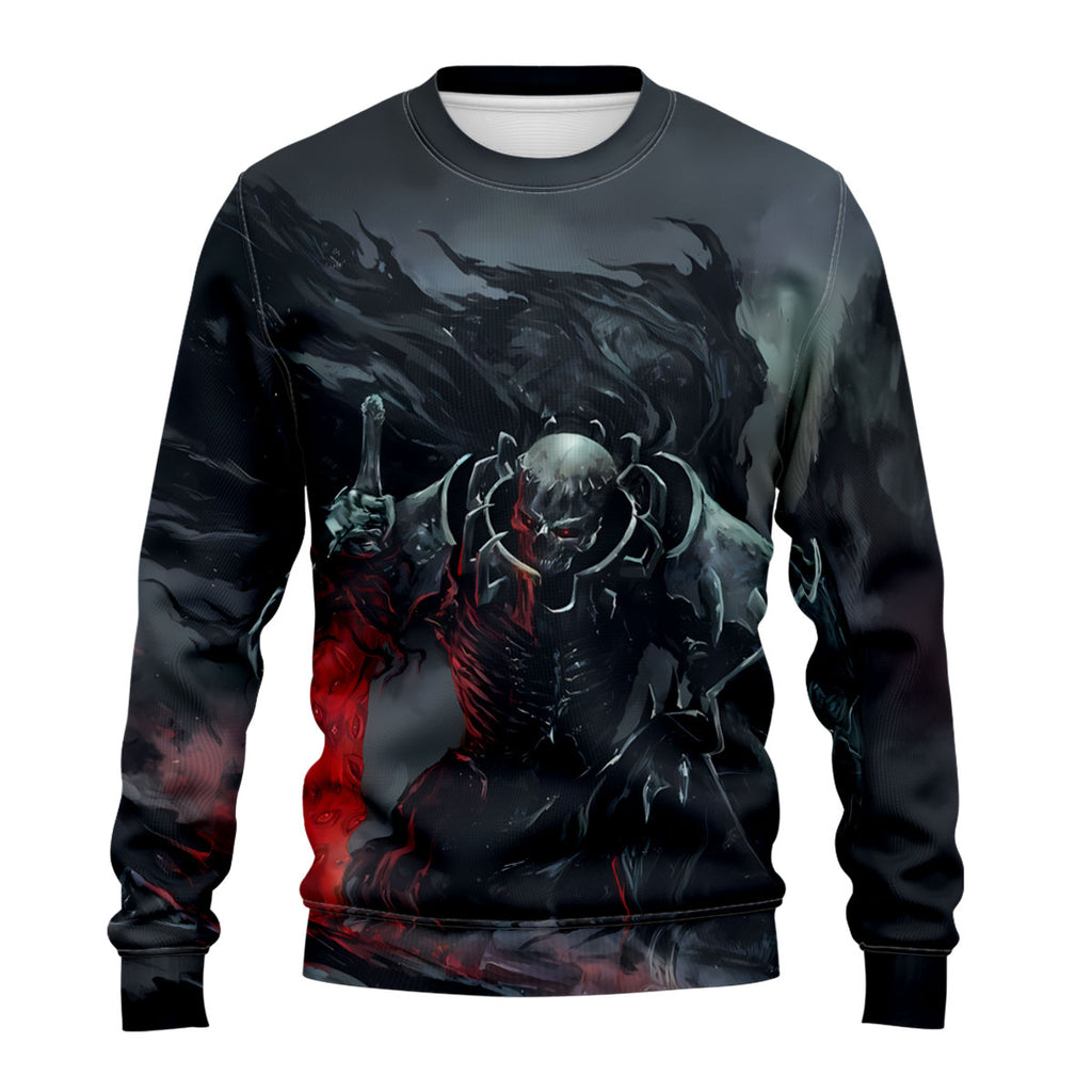 Berserker Skeleton Knight Wielding Red Sword Anime Apparel