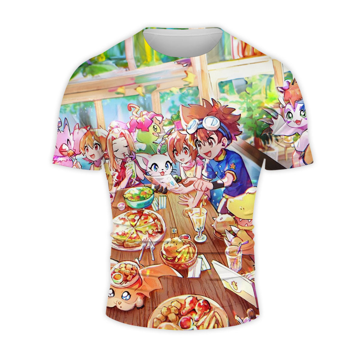 Digimon Adventure Agumon Eating Colorful Delicious Food Anime Apparel