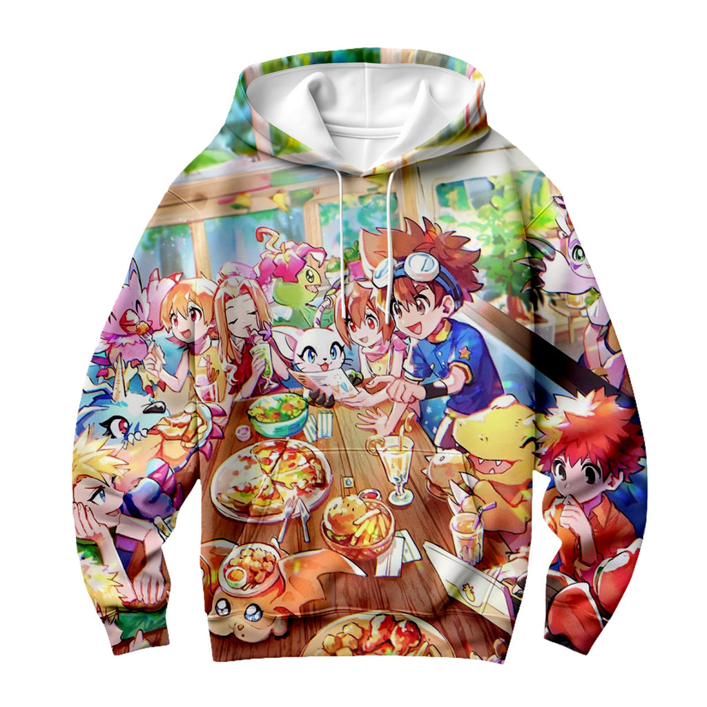 Digimon Adventure Agumon Eating Colorful Delicious Food Anime Apparel