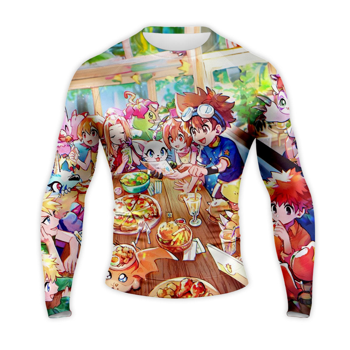 Digimon Adventure Agumon Eating Colorful Delicious Food Anime Apparel