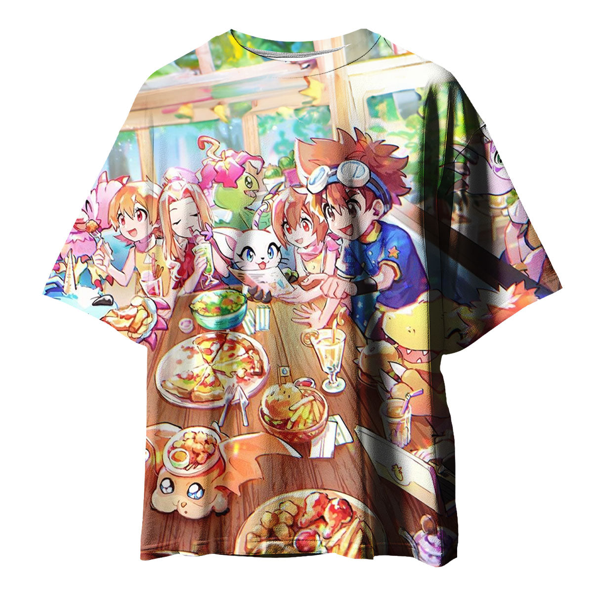 Digimon Adventure Agumon Eating Colorful Delicious Food Anime Apparel