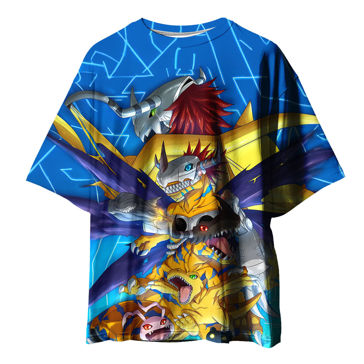 Digimon Adventure Agumon Evolution Dynamic Pose Blue Anime Apparel