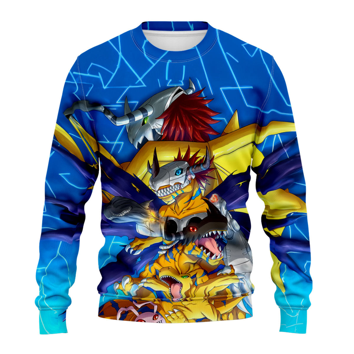 Digimon Adventure Agumon Evolution Dynamic Pose Blue Anime Apparel