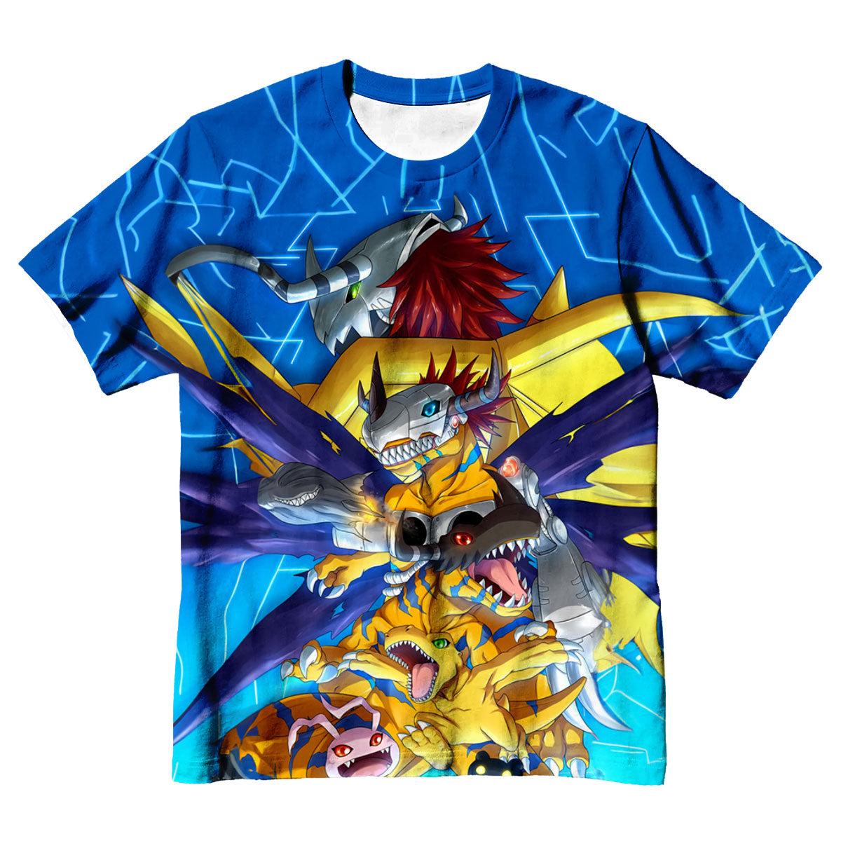 Digimon Adventure Agumon Evolution Dynamic Pose Blue Anime Apparel