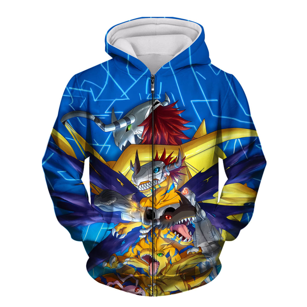 Digimon Adventure Agumon Evolution Dynamic Pose Blue Anime Apparel