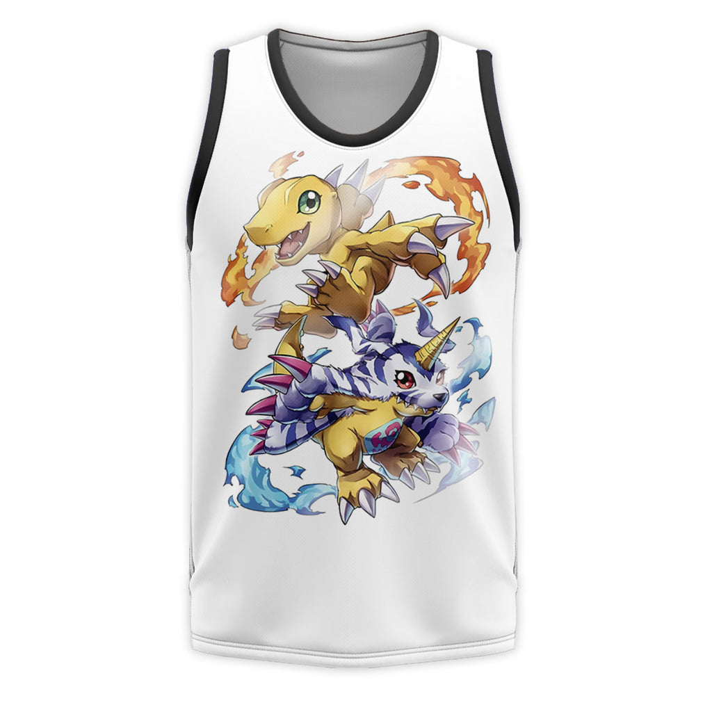 Digimon Adventure Agumon Gabumon With Flames And Waves Anime Apparel