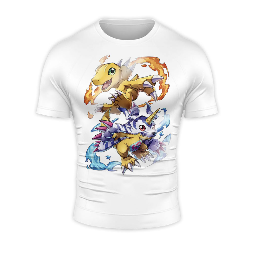 Digimon Adventure Agumon Gabumon With Flames And Waves Anime Apparel