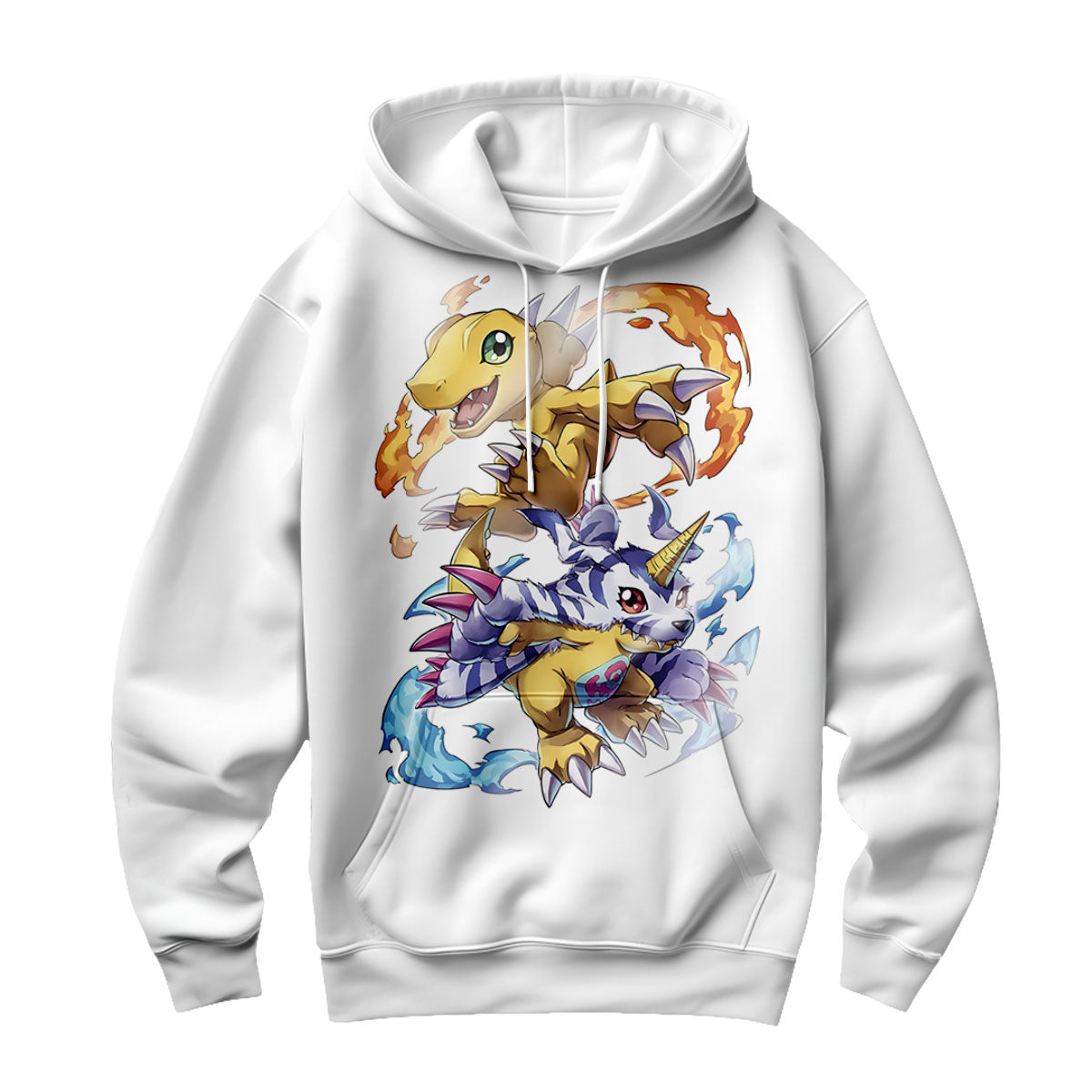 Digimon Adventure Agumon Gabumon With Flames And Waves Anime Apparel