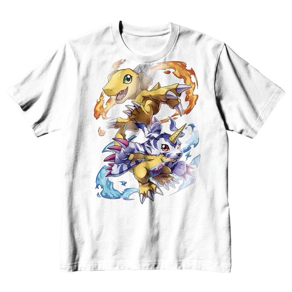 Digimon Adventure Agumon Gabumon With Flames And Waves Anime Apparel