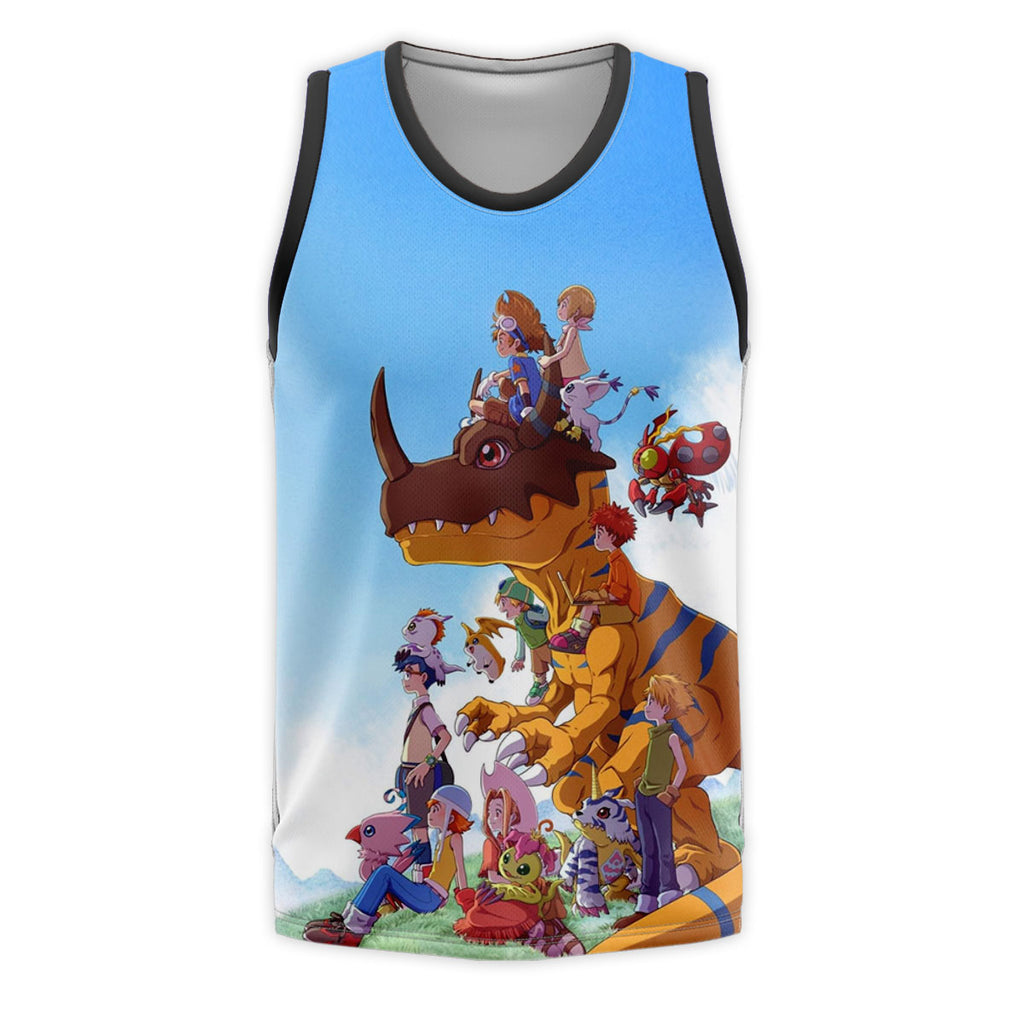 Digimon Adventure Agumon Standing In Outdoor Environment With Greenery Anime Apparel