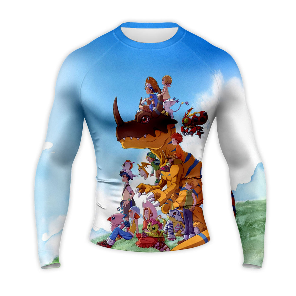 Digimon Adventure Agumon Standing In Outdoor Environment With Greenery Anime Apparel