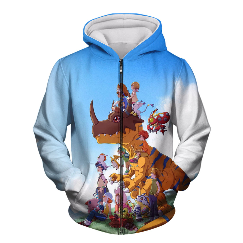 Digimon Adventure Agumon Standing In Outdoor Environment With Greenery Anime Apparel