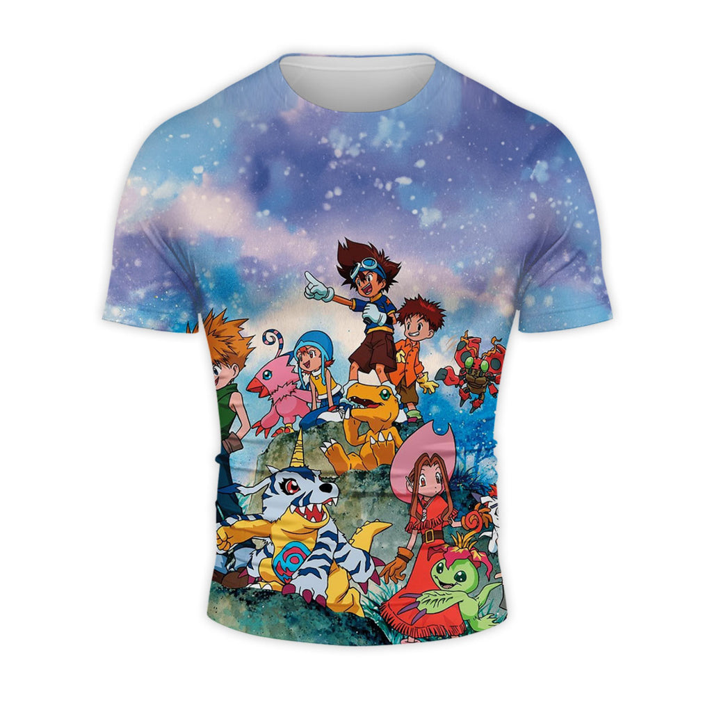 Digimon Adventure Agumon Standing On Blue Hill Anime Apparel