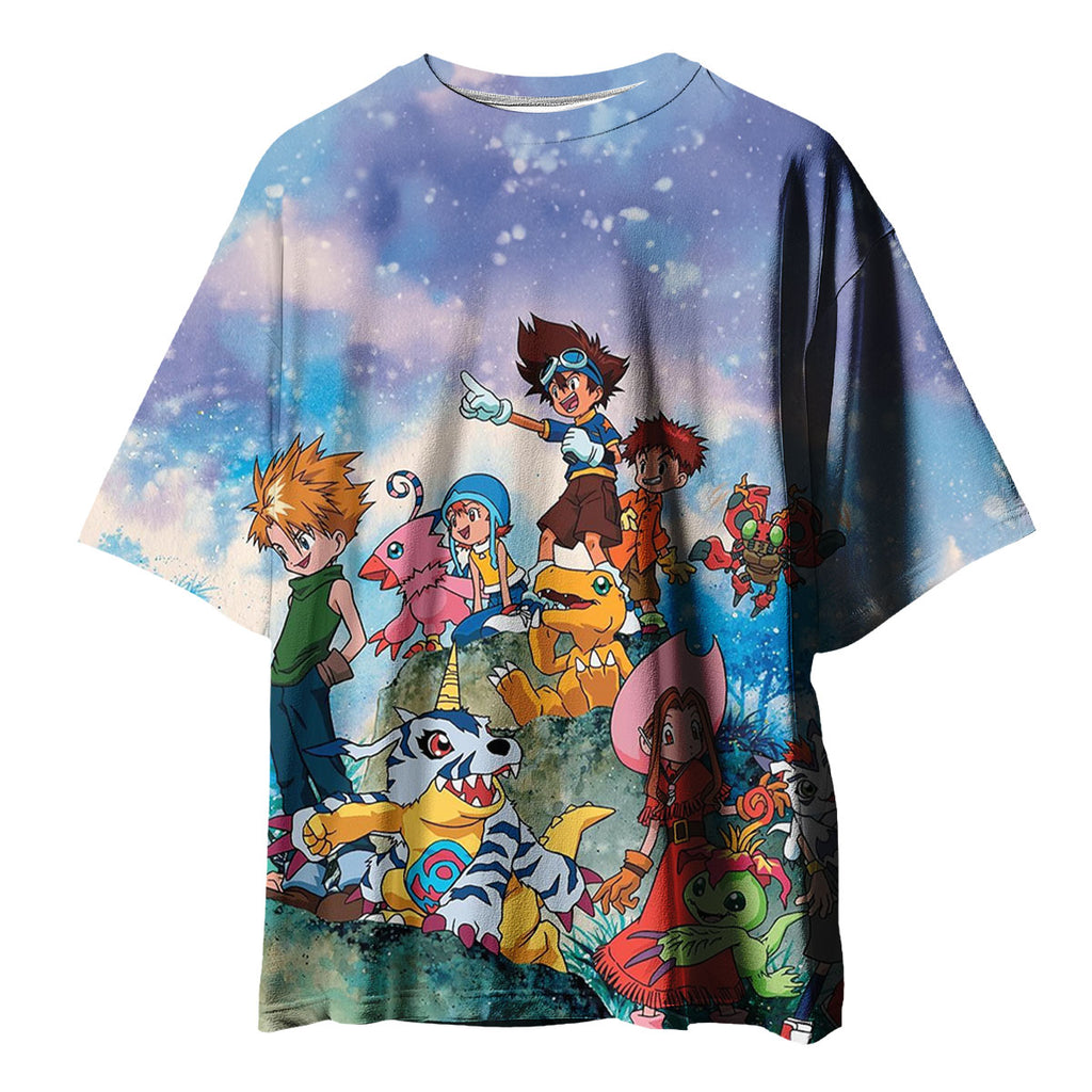 Digimon Adventure Agumon Standing On Blue Hill Anime Apparel