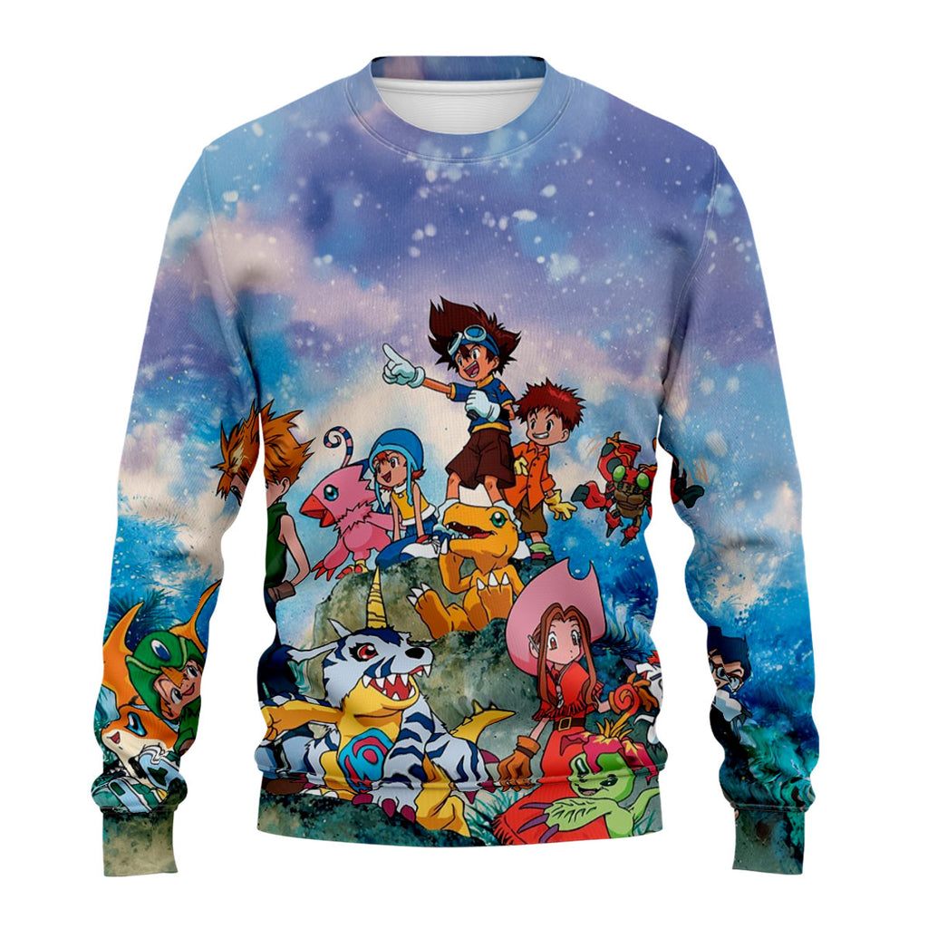 Digimon Adventure Agumon Standing On Blue Hill Anime Apparel